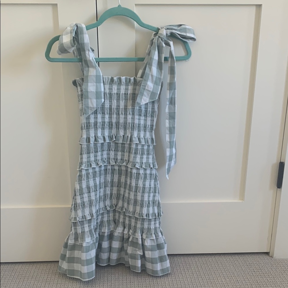 Charming Checkered Fitted Dress with Ties at Shoulders